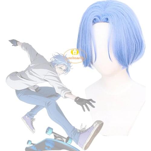 SK8 the Infinity Langa Hasegawa Cosplay Wig Hasegawa Ranga Blue Short Heat-resistant Fiber Hair + Wig Cap Men Women Anime Props