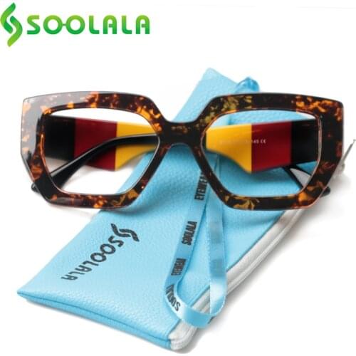 SOOLALA Square Men Reading Glasses Women Wide Arms Presbyopic Glasses Readers Reading Glasses Lesebrille Herren