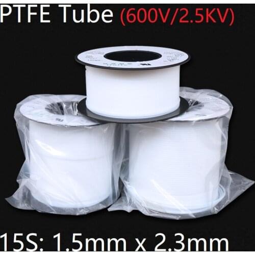 15S 1.5mm x 2.3mm PTFE Tube T eflon Insulated Rigid Capillary F4 Pipe High Temperature Resistant Transmit Hose 600V White