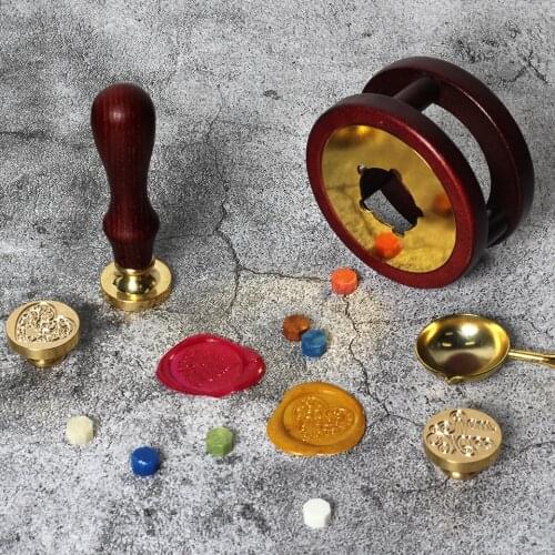 Vintage Wax Seal Stamp Plant series Stamp Wood Handle Copper Head DIY Sealing Wax Kits Envelope Greeting Card Decor