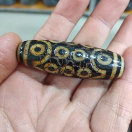 Vintage Tibetan Dzi Bead Amulet 21 Eyes Vein Pendant Bless Hanging Magical Bead Churinga