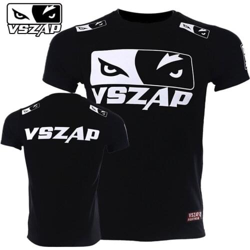 VSZAP Wolf Eye Fitness T-shirt short-sleeved cotton MMA Fight combat sanda Thai Boxing sports muscle training man