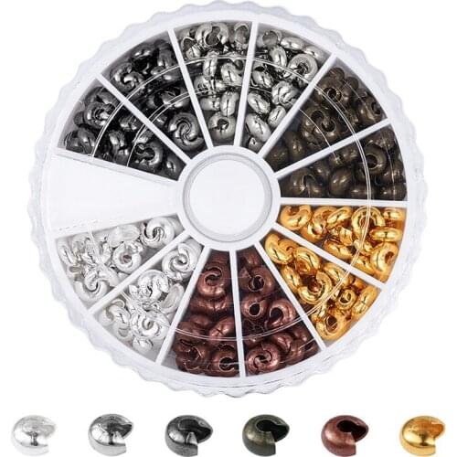 1 Box 6 Colors Mixed Color Crimp Beads Covers End Beads Stopper Spacer Bead for DIY Jewelry Making Accessoires 4mm In Diameter