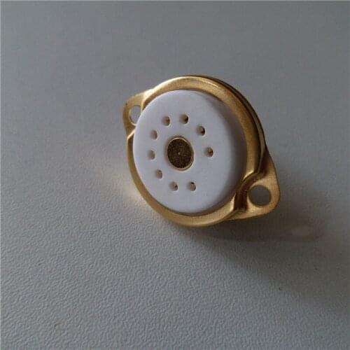 1pcs ceramic tube socket GZC9-T-G golden foot PCB for 6DJ8 EL84 6922 tube amplifier