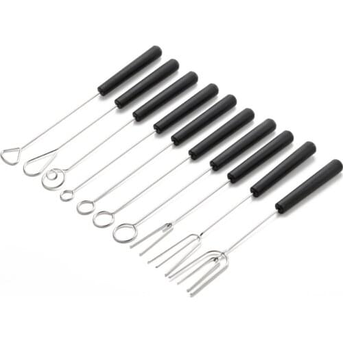 10pcs Stainless Steel Chocolate Dipping Fork Set For Chocolates Truffles Fruits Fondue Cheese Melting Pot Chocolate