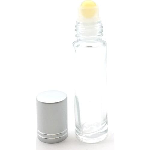 10pcs Natural Gemstone Roller Ball 10ml Essential Oil Roll On Thick Glass Bottles With Crystal Chips Vial