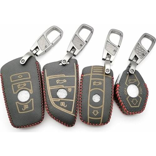 100% Leather Car Key Bag Car Key Cover Case For BMW M3 M4 X5 X3 X4 X5 X6 1 2 3 4 5 7 Series E38 E39 E46 E53 E60 E61 E63 E64