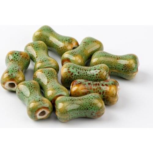 19# 20pcs Bone Shape unique Ceramic beads for necklace making not wooden Specail Ceramic Beads 10pieces/lot #A318C