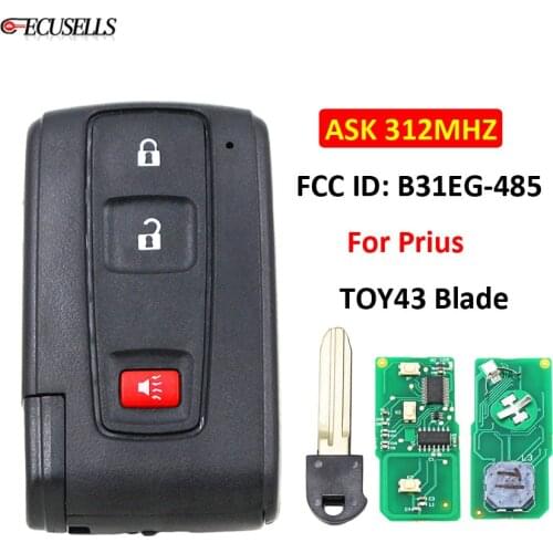 2+1/3 Button Remote Car Key ASK 312MHz FCC ID: B31EG-485 M0ZB31EG / MOZB31EG TOY43 Uncut Blade for Toyota Prius
