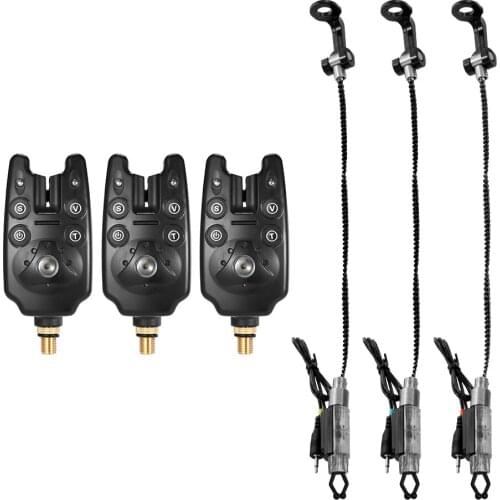 3pcs Fishing Bite Alarm and Swinger Set Water Resistant Blue LED Fishing Swingers Fish Bite Alarm Fishing Accessories