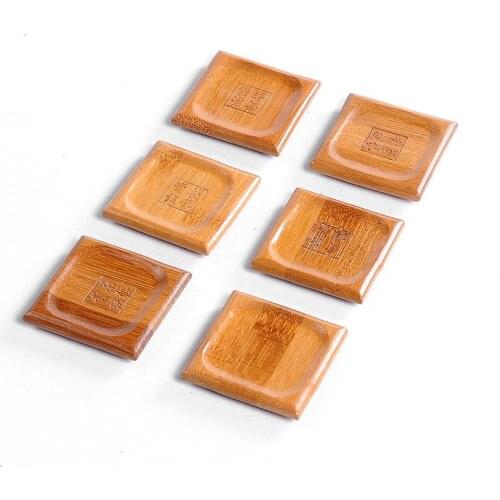 Elegant 6pcs Bamboo Tea Coffee Cup Mat Creative Mug Coaster Heat Resistant Placemat Holder Pad,teaware drinkware ceremony