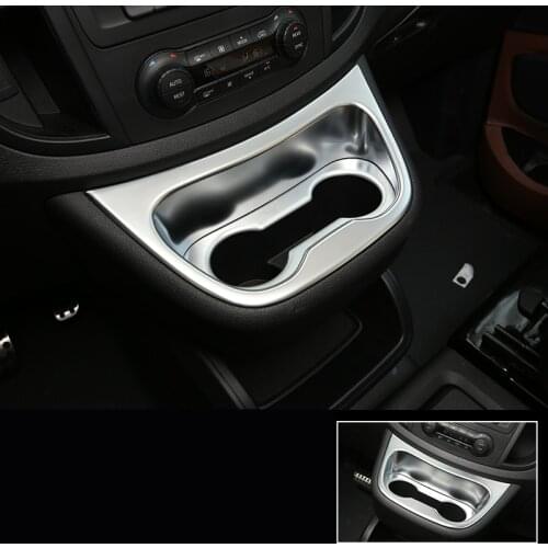 Lsrtw2017 abs car cup frame trims chrome for mercedes benz vito 2014 2015 2016 2017 2018 2019 w447 2021 2020 metris water holder