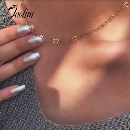 Joolim Gold Finish Heart Link Chain Stainless Steel Necklace