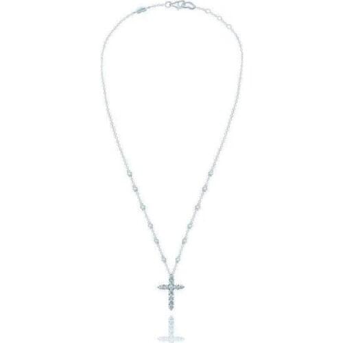 SLJELY Luxury Brand Real S925 Sterling Silver Cross Pendant Necklace Micro Pave Cubic Zirconia for Women Fashion Party Jewelry