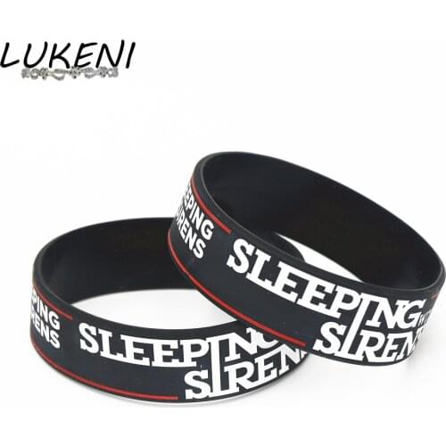 1PC Black Sleeping With Sirens Band Silicone Bracelets&Bangles Wide Tendy Popular Silicone Wristband Classic Band Gifts SH197