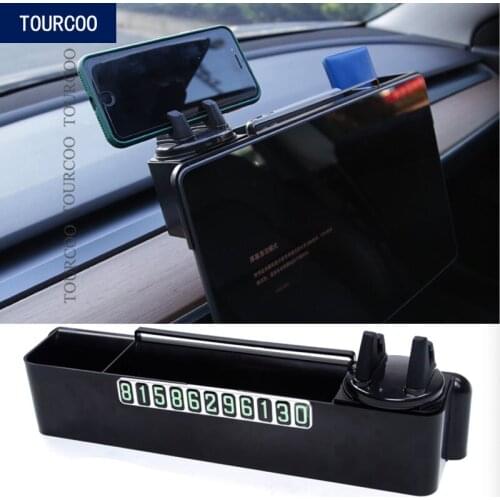 For Tesla Model 3 Screen Navigation Storage Box Phone Holder Car Styling Modification Parking Phone Number