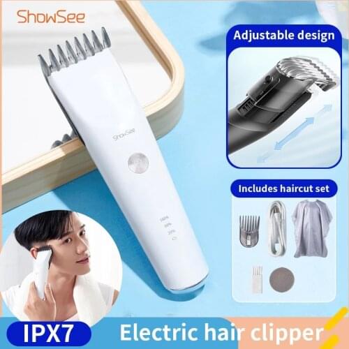 ShowSee Electric Hair Clipper Ceramic Moving Knife Type-C Fast Charging Ipx7 Waterproof Six Adjustable Haircut Lengths Trimmer