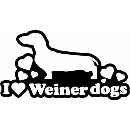 I Love My Wiener Dachshund Dog Sticker High Quality Car Window Decoration Personality Pvc Waterproof Decal Black/white, 16cm*9cm