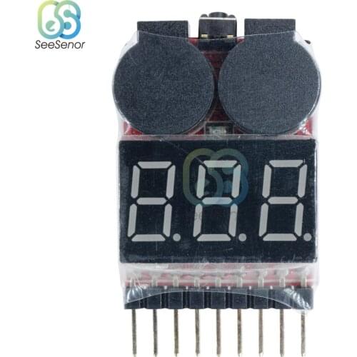1S/2S/3S/4S/5S/6S/7S/8S Low Voltage Buzzer Alarm Lipo Battery Voltage Indicator Tester for 3.7v 7.4v 11.1v RC Drone Helicopter
