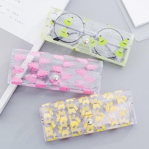 Cartoon Cute Glasses Box Bag Case Women Transparent PVC Eye Glasses Protection Holder Storage Box Eyewear Accessories