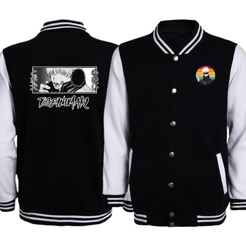 2020 Hot Anime Jujutsu Kaisen Print Men Baseball Jacket Fashion Harajuku Clothing Coats Cartoon Character Mens Sportswear