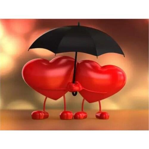 New 5D DIY Full Drill Square/Round Home Decoration Red Heart Umbrella Mosaic Diamond Painting Cross Stitch Embroidery XN989