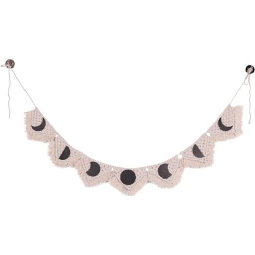 Bohemian Macrame Wall Hanging Garland Banner Fringe Lunar Eclipse Tapestry Decor, Tapestry Wall Hanging,Black Friday