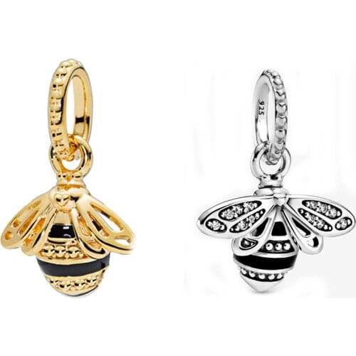 New Free Shipping 925 Sterling Silver Sparkling Queen Bee Pendant Charm Fit Original Pandora Bracelet For Women DIY Jewelry Bead