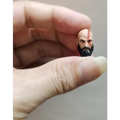 Painted 1/18 Scale With Beard Kratos Head Sculpt Fit 3.75" Figure