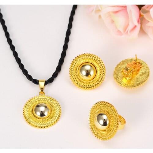 Sky talent bao wholesale Promotion Ethiopian jewelry sets joias ouro 24K Real Yellow Gold GF Ethiopia Jewelry African bridal