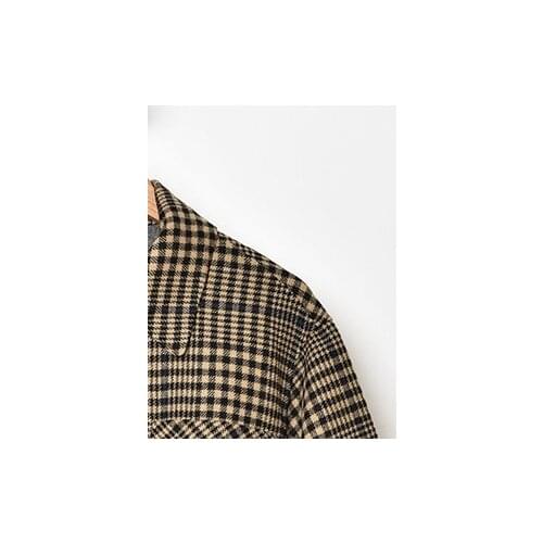 2020 Autumn and Winter New Single-breasted Lace-up Double-sided Woolen Plaid Jacket