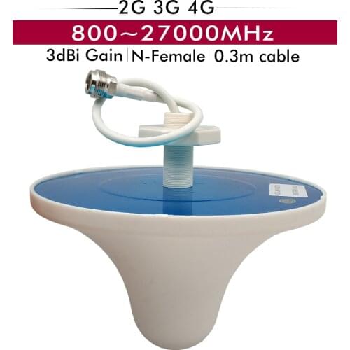 3dBi Gain 2G/3G/ 4G 800-2700MHz Indoor Omni Ceiling Antenna with N-Female Connector 0.3m Cable for Cell Phone Signal Booster