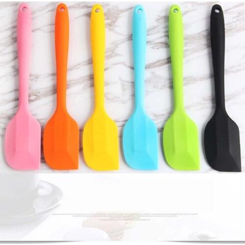 21 Cm Pure Color Food Grade Siliocne Non Stick Spatula Butter Spoon Baking Scraper Tools Kitchen Supplies Multicolor