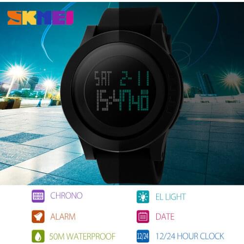 SKMEI Trendy Mens Large Dial Outdoor Sports Watches LED Digital Wristwatch Waterproof Alarm Chrono Calendar Fashion Watch Uhren