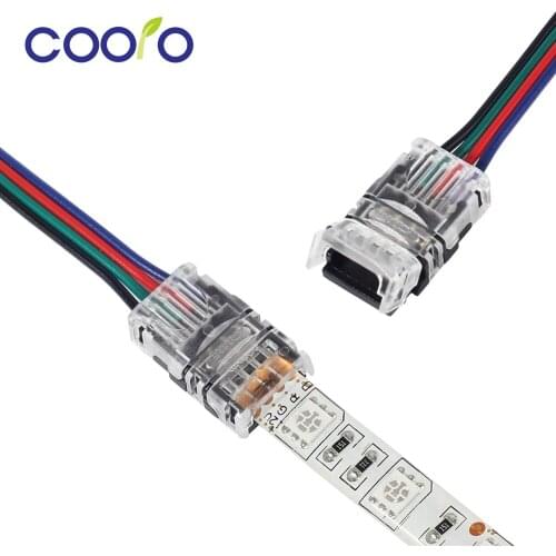 10mm 4 Pin LED Strip to Wire Connection Use Terminals Tape Light Connection Conductor Free Welding Connector 5pcs/lot