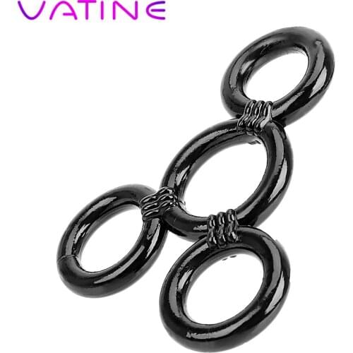 VATINE TPE Penile Trainer 4 Rings Cock Rings High Elasticity Sex Toys for Men Time Delay Ejaculation Penis Rings