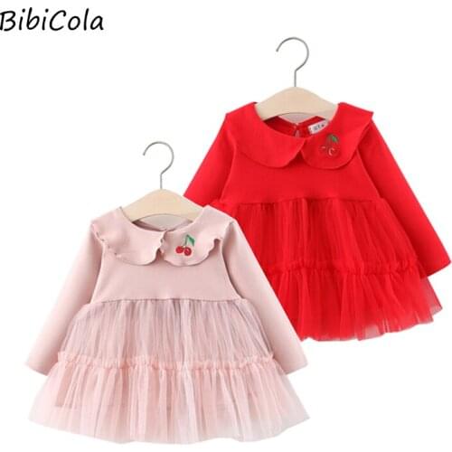 Spring Autumn Baby Cute Dress Fashion Baby Girls Clothing Cotton Long Sleeve Infant Princess Tutu Dress