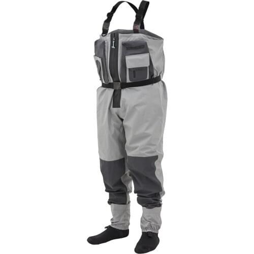 Fishmen Chest Wader Waterproof Dry Pants Breathable Zip-front Stockingfoot Waders With Overlayed Pockets for Hunting Fishing