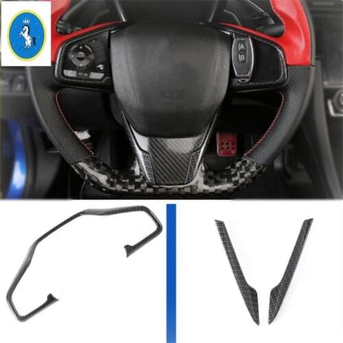 Yimaautotrims Auto Accessory Steering Wheel Decoration Strip Cover Trim Fit For Honda Civic 2016 - 2020 Carbon Fiber ABS