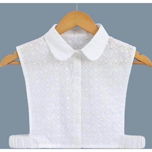 YSMILE Y New Arrive Women Fashion Sweet Embroidery Hollow Out White Fake Collar Comfortable All Match Round Stand Female Collar