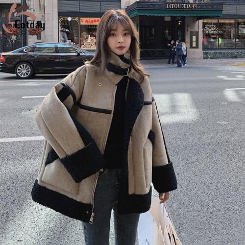 Cotday Wool Lamb Fur Loose Casual Korea Style Female Winter Warm Turn-down Collar 2021 New Womens Short Thickened Jacket Coat