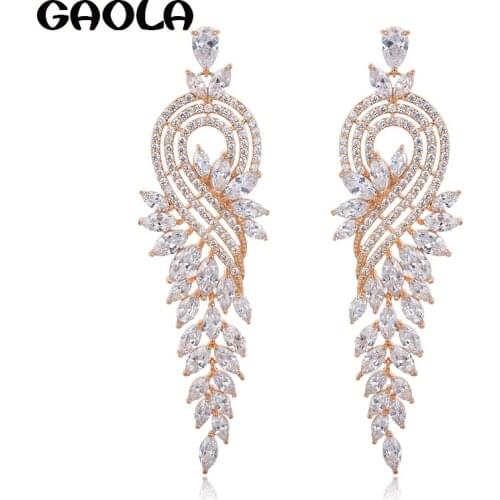 GAOLA Hot Sale Fashion Big Classic Silver Plated Vintage Dangle Earrings For Women Romantic Crystal Earring