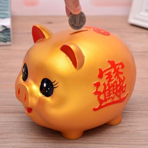 Golden cartoon piggy piggy bank Fall-resistant Lucky Pig Silver Coin Box Childrens gift money saving box Home Decorations