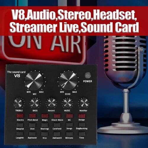 V8 Live Broadcast Sound Card Audio External USB Headset Microphone Live Broadcast Sound Card for Mobile Phone Computer PC