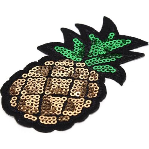 1PCS Sequined Patch Big Applique Pineapple Patches Stickers for clothes Jacket DIY Craft Decoration 4.6*8cm