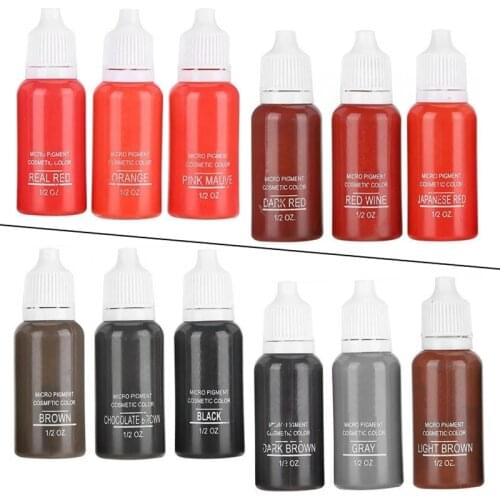 1pc Tattoo Pigment Inks 15ML/Bottle Safe Permanent Makeup Tattoo Paints Supplies for Body Beauty Tattoo Art for Eyebrow Lips