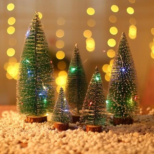 10/15/20/25CM Mini Snow Pine Needle Tree Bauble Crafts Wooden Christmas Tree Ornaments Christmas Decorations For Home