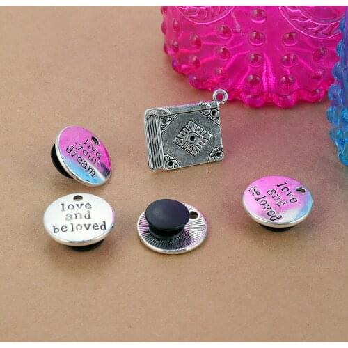 10pcs silver vintage book alloy shoe buckle love and beloved shoe buckle wrist strap Jibz accessories sandal hole shoe buckle