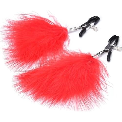 2pc Steel Breast Clip Shaking Stimulate Sexy Papilla Clip Female Breast Clips Feather Breast Nipple Clamps Exotic Accessories