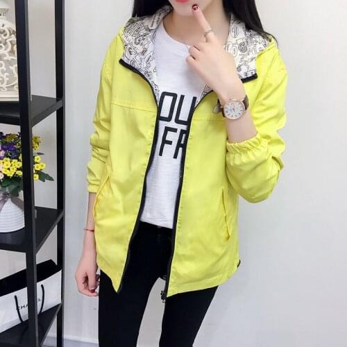 2021 Spring Autumn Women Jacket Hooded Reversible Bomber Zipper Two Side Wear Outwear Loose Plus Size Windbreaker Famale Jacket